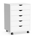 Cassettiera Classificatore Mobile a 5 Cassetti, Comò Contenitore Verticale in Legno con 4 Ruote, Organizzatore Rotante Sottoscrivania