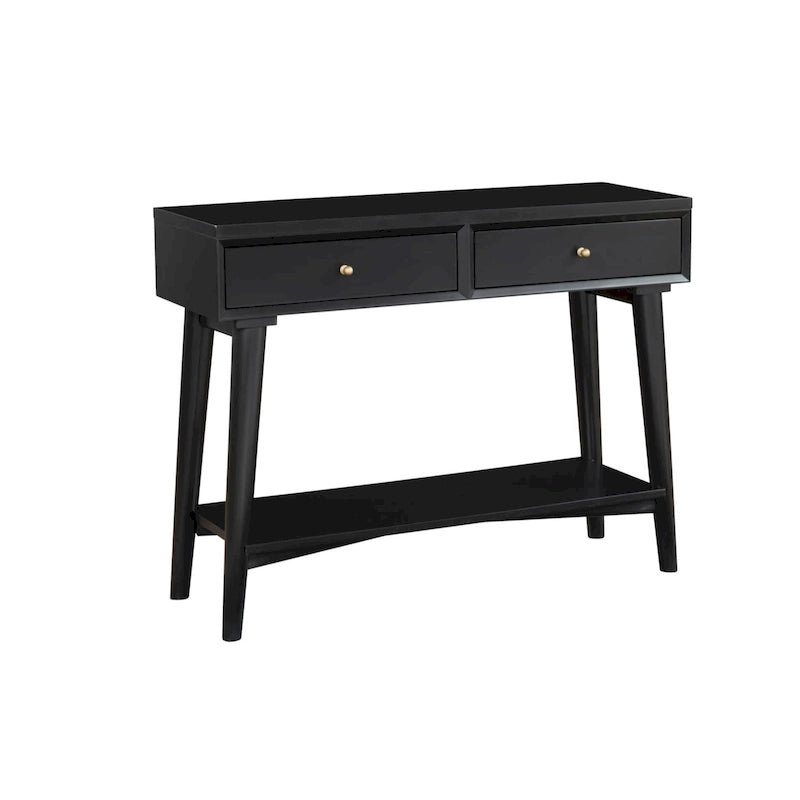 Tavolo Consolle in Legno Massello con Cassetti e Ripiano Inferiore - 42 L x 14 P x 33 H