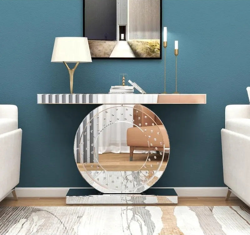 Modern Console Table with Crystal Base Entryway Sofa Table