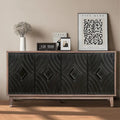 Madia Buffet Mobile Contenitore da Cucina Credenza con 4 Ante a Motivo Diamantato Convesso e 2 Ripiani Tavolino Console d'Accento