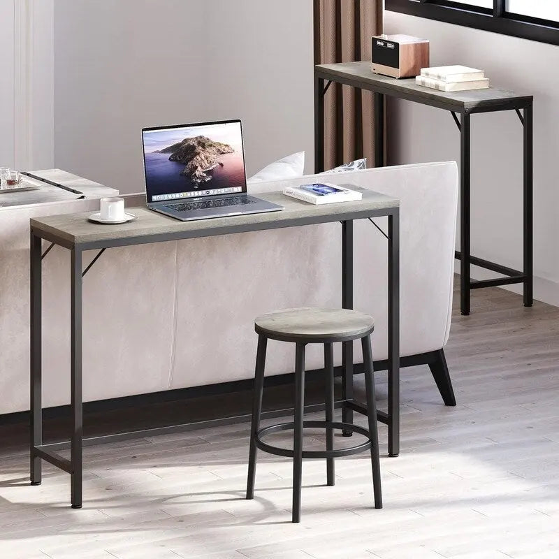 Consolle, Tavolo da Ingresso a 2 Livelli con Ripiano, Tavolo Stretto da Divano con Design a V